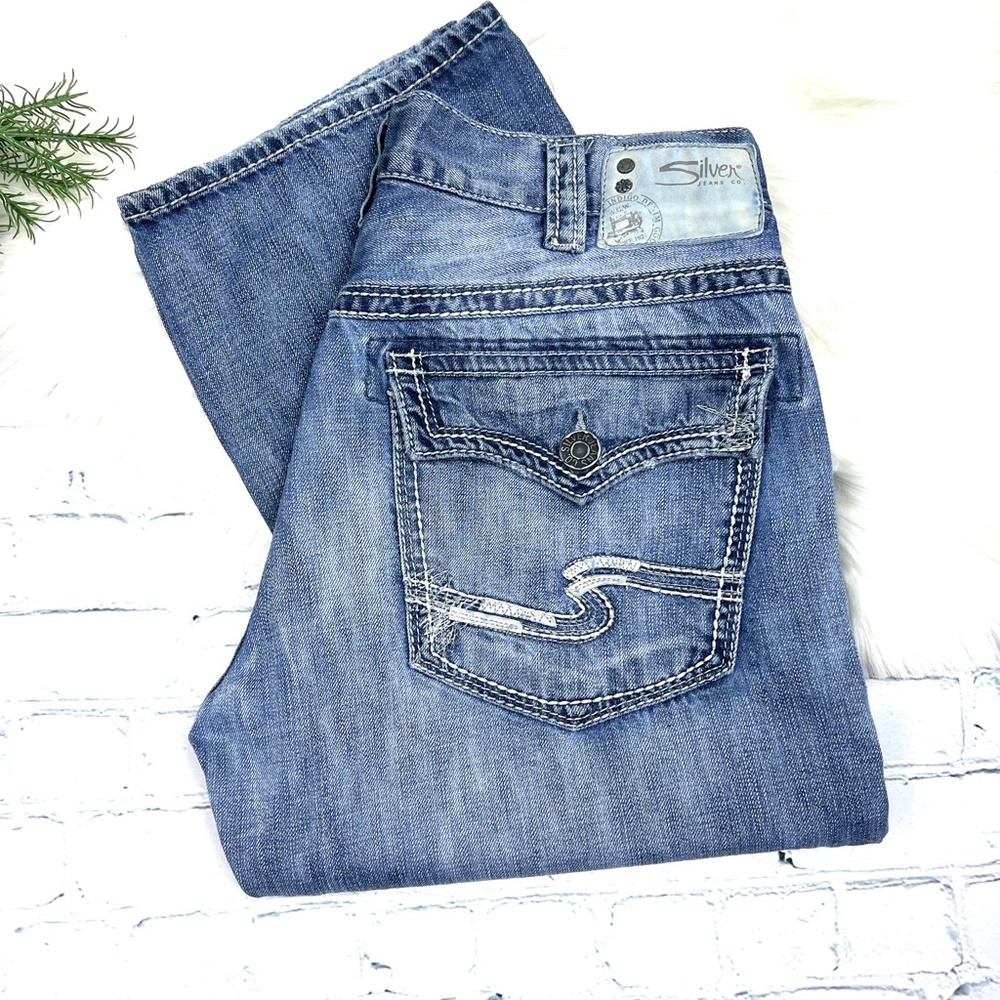 👖|•SILVER JEANS•| Gordie Flap Straight Leg Jeans 34x30👖